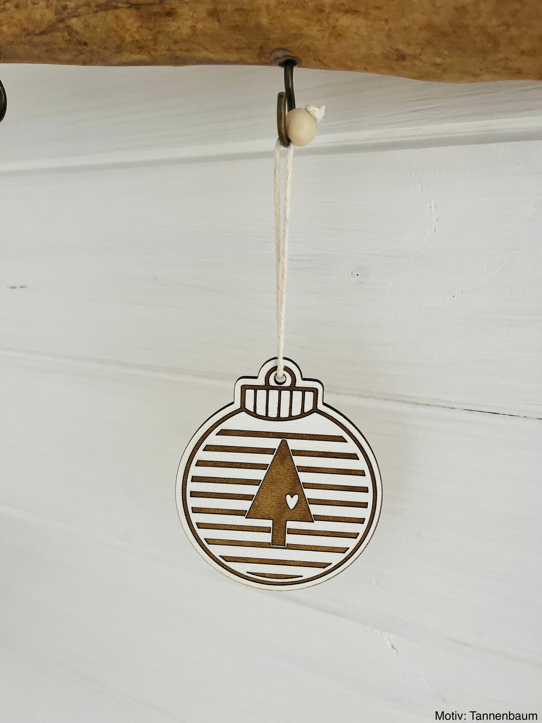 Beautiful wooden pendant Christmas ball