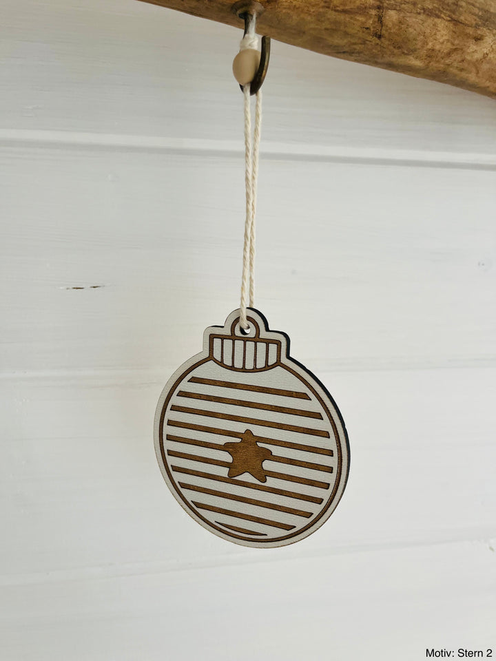 Beautiful wooden pendant Christmas ball